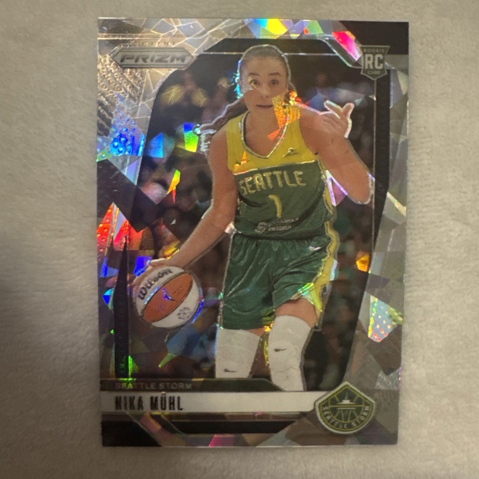 2024 Prizm WNBA NIKA MUHL Silver Cracked Ice Prizm SP RC #75 Seattle Storm