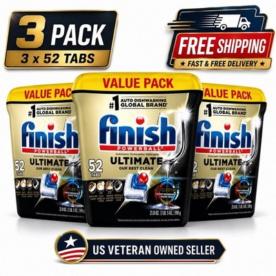 Finish Powerball Ultimate Dishwasher Detergent 52 Tabs 3 Pack 156 Count Clean