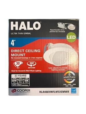 Halo HLA406VWFL9FS1EMWR HLA 4 in. Color Selectable (2700K-5000K) Canless Wide Be