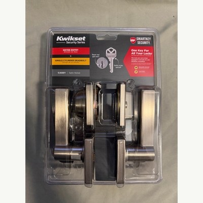 Kwikset Casey Satin Nickel Keyed Entry Lever Deadbolt Combo SmartKey 96900-453