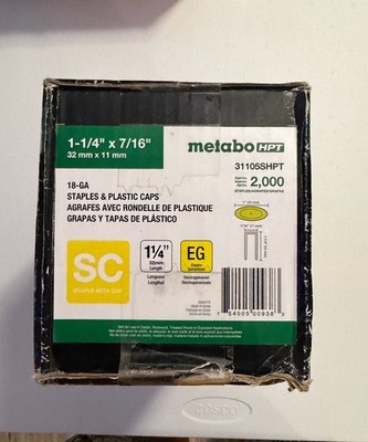 Metabo HPT 31105SHPT 18GA Cap Staples & Plastic Caps 1-1/4 x 7/16 2000