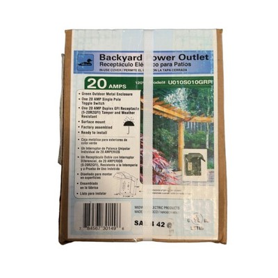 Midwest 20 Amp Backyard Outlet with 20A GFI Duplex and Toggle Switch U010S010GRP