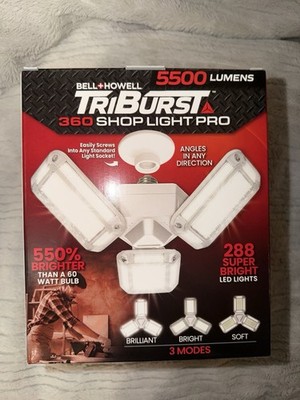 TriBurst 5500 Lumens Multi-Directional LED Shop Ceiling 3-Light Bell + Howell